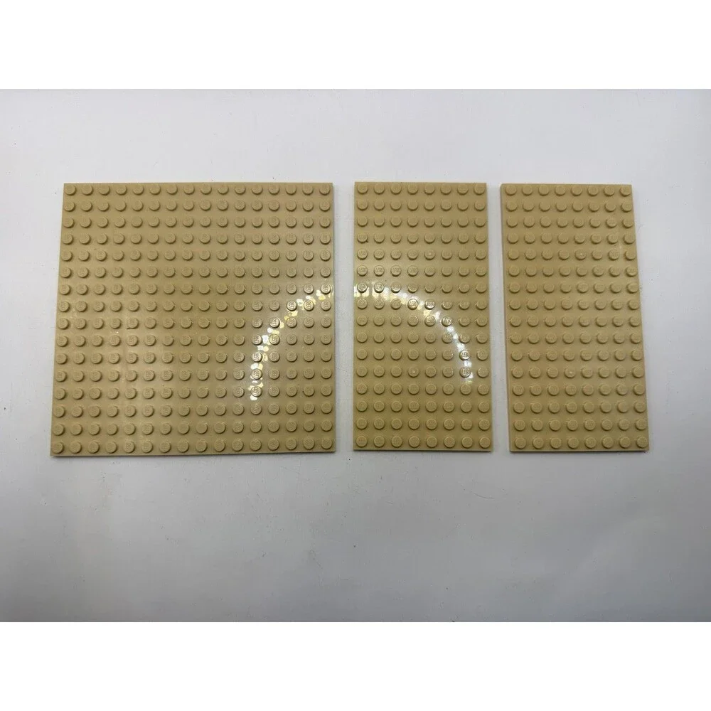 LEGO Tan Beige Baseplate Lot 1 16x16 & 2 8x16 Plates Stackable Building 3pcs